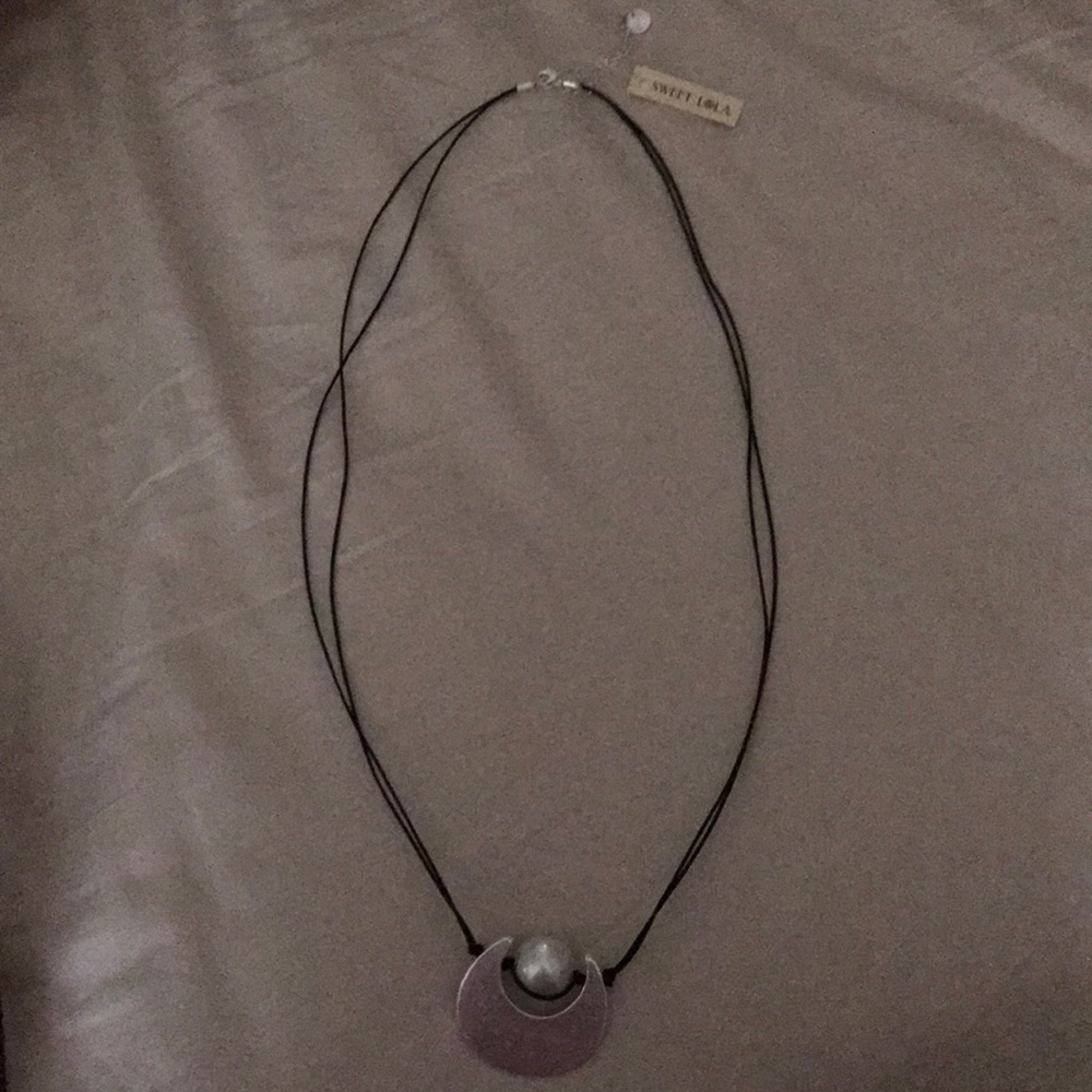 Leather necklace with silver accent